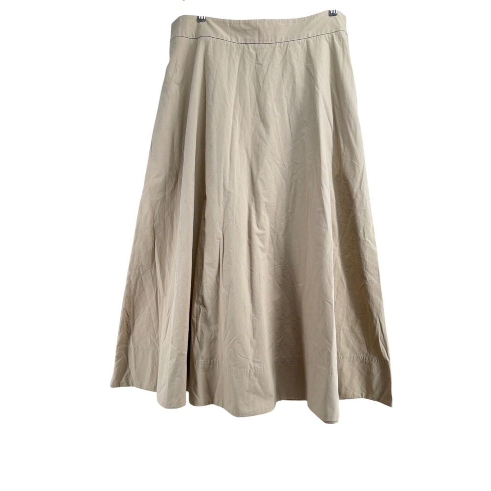 Banana Republic Women 16 Tan Khaki Cotton A-Line Midi Skirt NWT